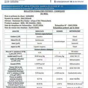 عسل الشهدة الجبلية  302<br>منطقة الجني:المنيعة   <br>